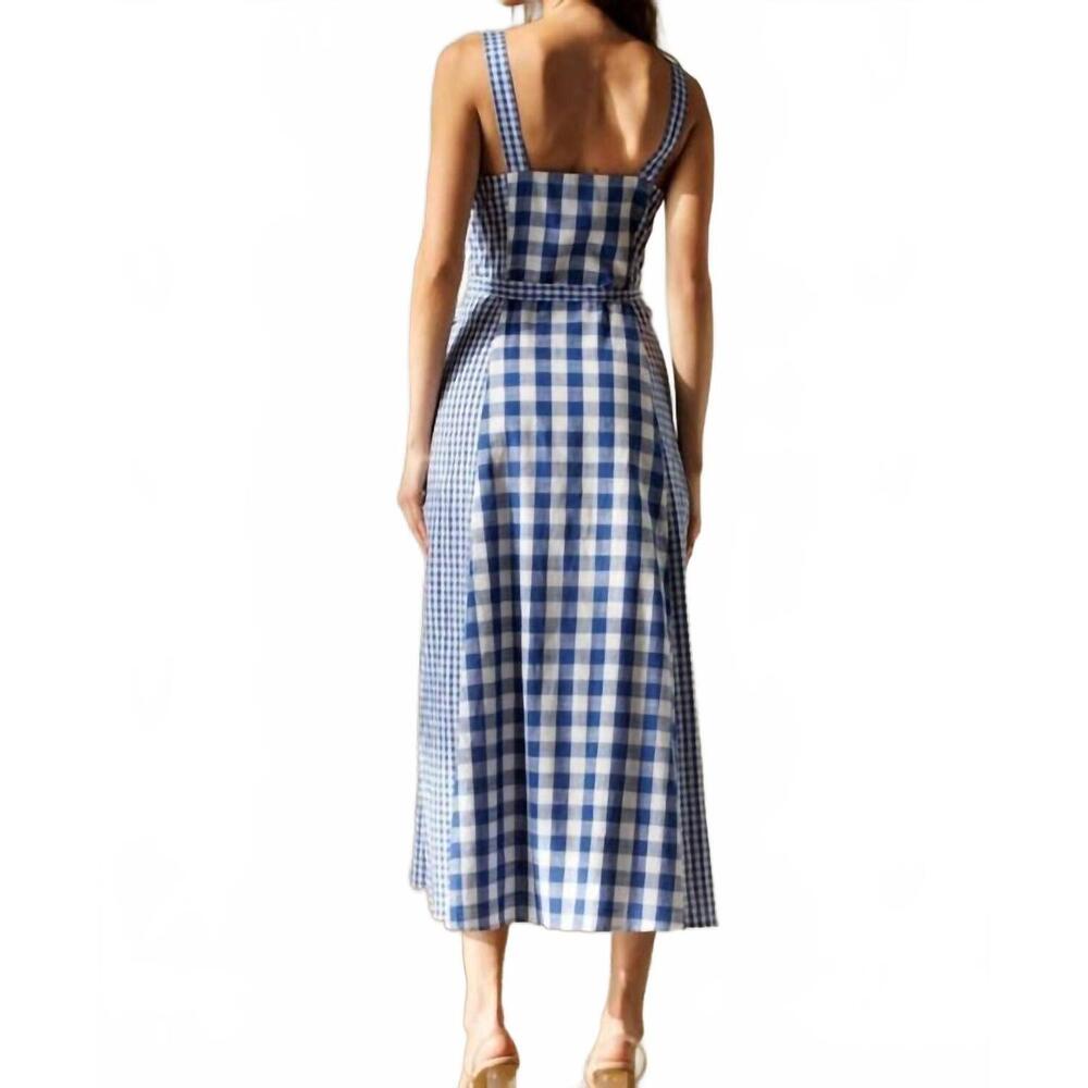 Storia Blue and White Gingham Midi Dress - Picture 3 of 7